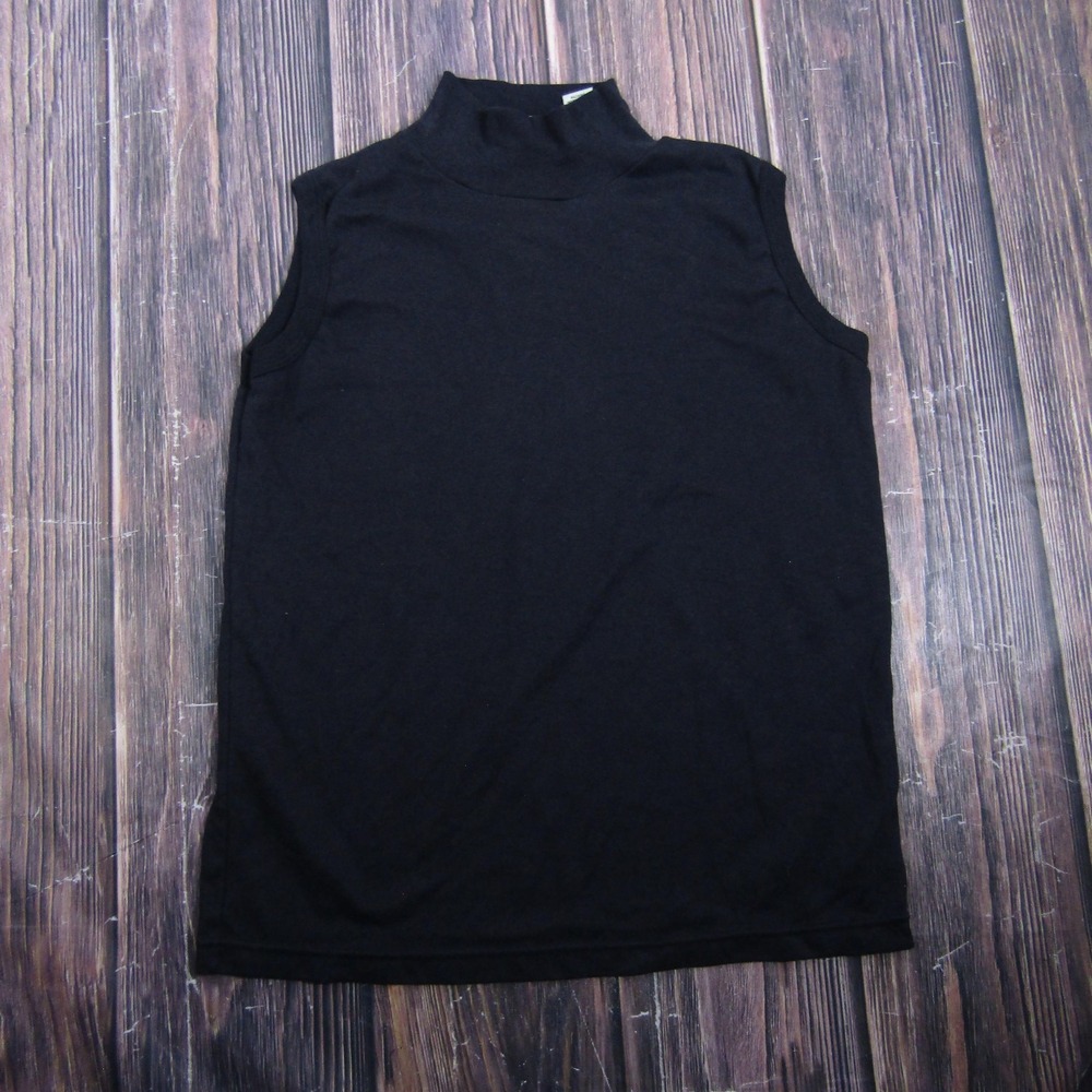 Corner Stone Womens Large Black Mock Neck Sleeveless Tank Top Granny‎ Core